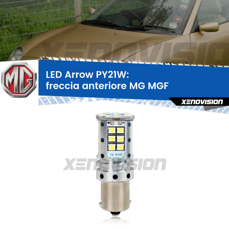 <strong>Freccia Anteriore LED no-spie per MG MGF</strong>  faro bianco. Lampada <strong>PY21W</strong> modello top di gamma Arrow.