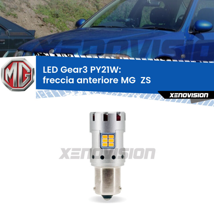 <strong>Freccia Anteriore LED no-spie per MG  ZS</strong>  2001 - 2005. Lampada <strong>PY21W</strong> modello Gear3 no Hyperflash, raffreddata a ventola.