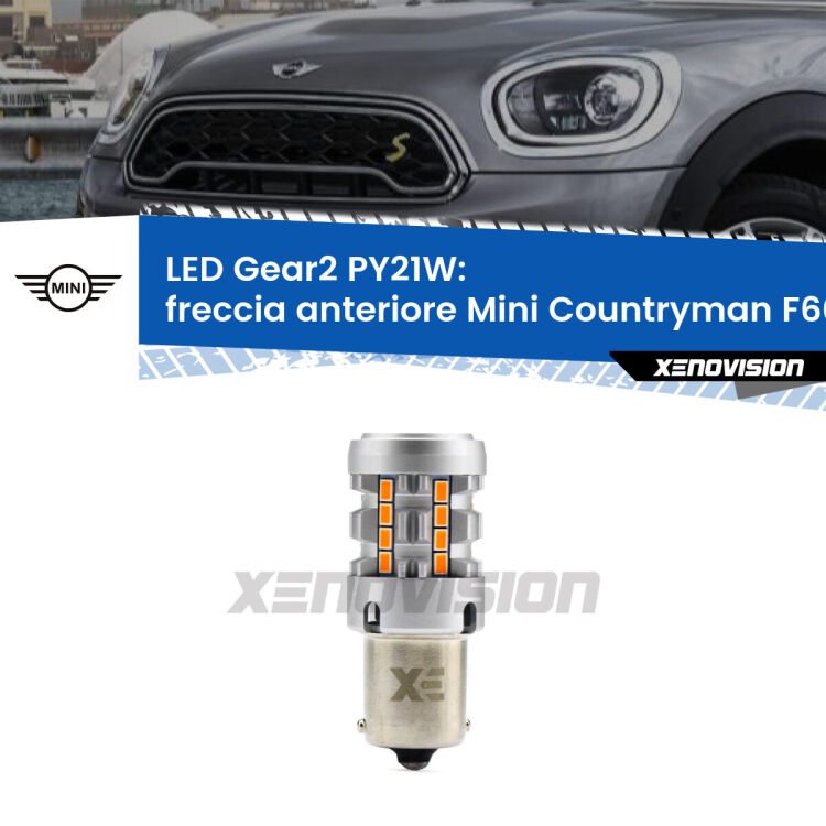 FINE SERIE: NO GARANZIA <strong>Freccia Anteriore LED no-spie per Mini Countryman</strong> F60 2016 - 2019. Lampada <strong>PY21W</strong> modello Gear2 no Hyperflash.