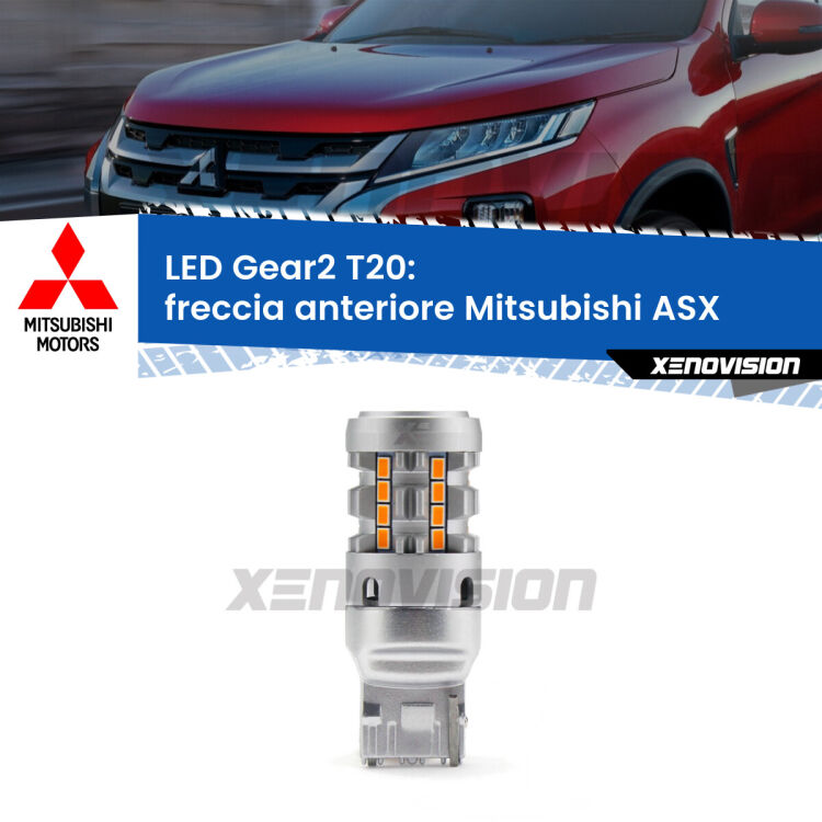 FINE SERIE: NO GARANZIA <strong>Freccia Anteriore LED no-spie per Mitsubishi ASX</strong>  2010 - 2015. Lampada <strong>T20</strong> modello Gear2 no Hyperflash.