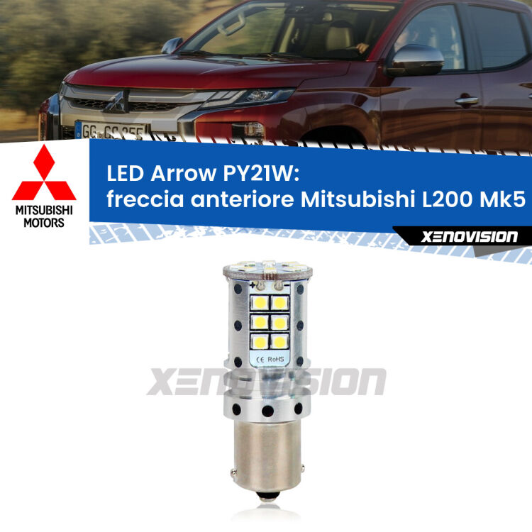 <strong>Freccia Anteriore LED no-spie per Mitsubishi L200</strong> Mk5 2015 in poi. Lampada <strong>PY21W</strong> modello top di gamma Arrow.