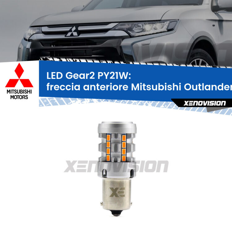 FINE SERIE: NO GARANZIA <strong>Freccia Anteriore LED no-spie per Mitsubishi Outlander III</strong> GF 2012 - 2020. Lampada <strong>PY21W</strong> modello Gear2 no Hyperflash.