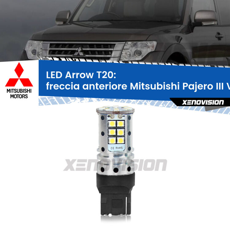 <strong>Freccia Anteriore LED no-spie per Mitsubishi Pajero III</strong> V60 2000 - 2007. Lampada <strong>T20</strong> no Hyperflash modello Arrow.