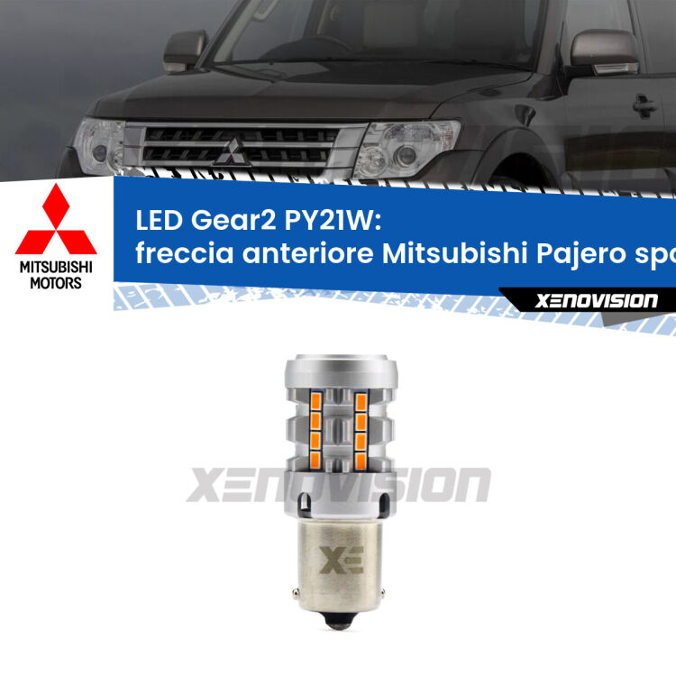 FINE SERIE: NO GARANZIA <strong>Freccia Anteriore LED no-spie per Mitsubishi Pajero sport II</strong>  2008 - 2015. Lampada <strong>PY21W</strong> modello Gear2 no Hyperflash.