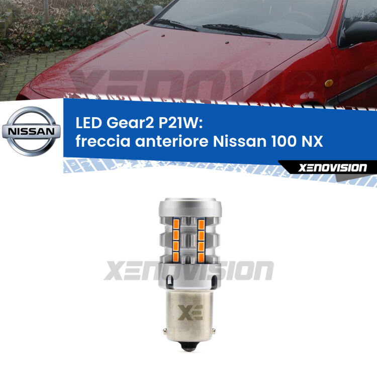 FINE SERIE: NO GARANZIA <strong>Freccia Anteriore LED no-spie per Nissan 100 NX</strong>  1990 - 1994. Lampada <strong>P21W</strong> modello Gear2 no Hyperflash.