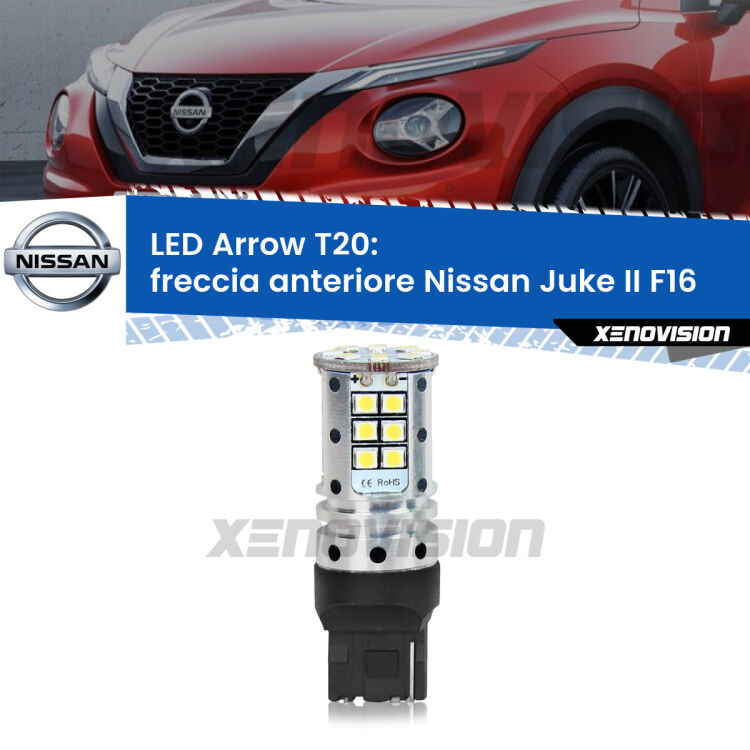 <strong>Freccia Anteriore LED no-spie per Nissan Juke II</strong> F16 2019 in poi. Lampada <strong>T20</strong> no Hyperflash modello Arrow.