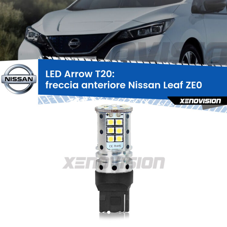 <strong>Freccia Anteriore LED no-spie per Nissan Leaf</strong> ZE0 prima serie. Lampada <strong>T20</strong> no Hyperflash modello Arrow.