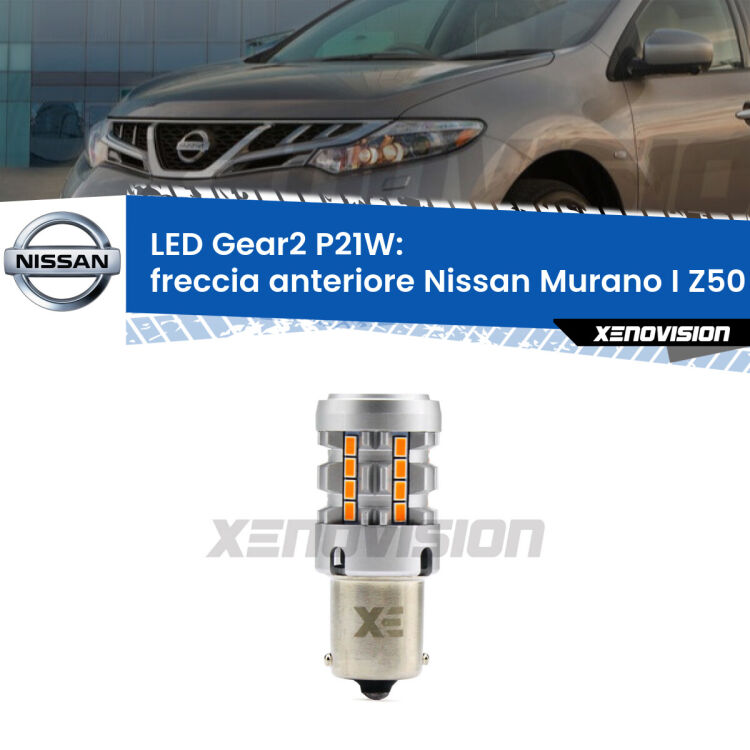 FINE SERIE: NO GARANZIA <strong>Freccia Anteriore LED no-spie per Nissan Murano I</strong> Z50 2003 - 2008. Lampada <strong>P21W</strong> modello Gear2 no Hyperflash.