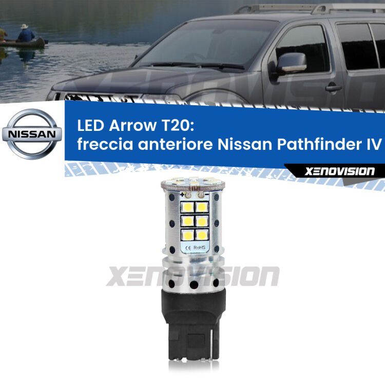 <strong>Freccia Anteriore LED no-spie per Nissan Pathfinder IV</strong> R52 2012 in poi. Lampada <strong>T20</strong> no Hyperflash modello Arrow.