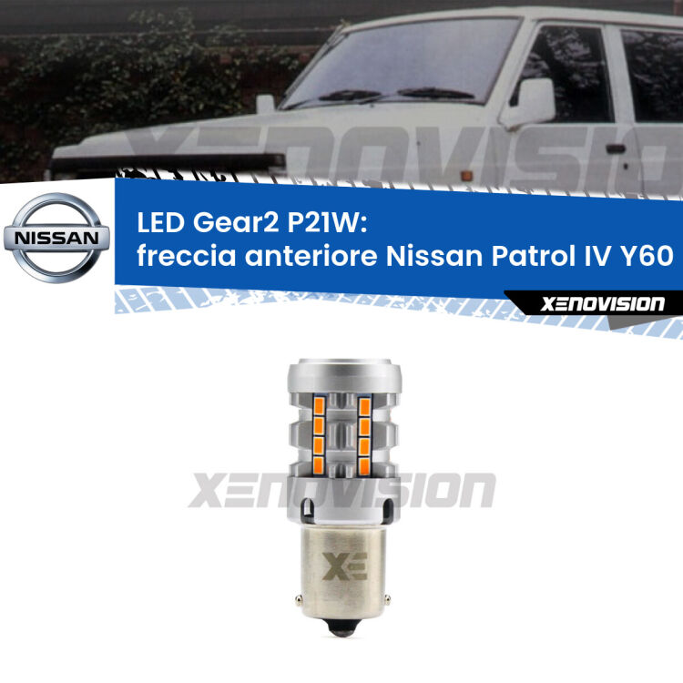 FINE SERIE: NO GARANZIA <strong>Freccia Anteriore LED no-spie per Nissan Patrol IV</strong> Y60 1988 - 1997. Lampada <strong>P21W</strong> modello Gear2 no Hyperflash.