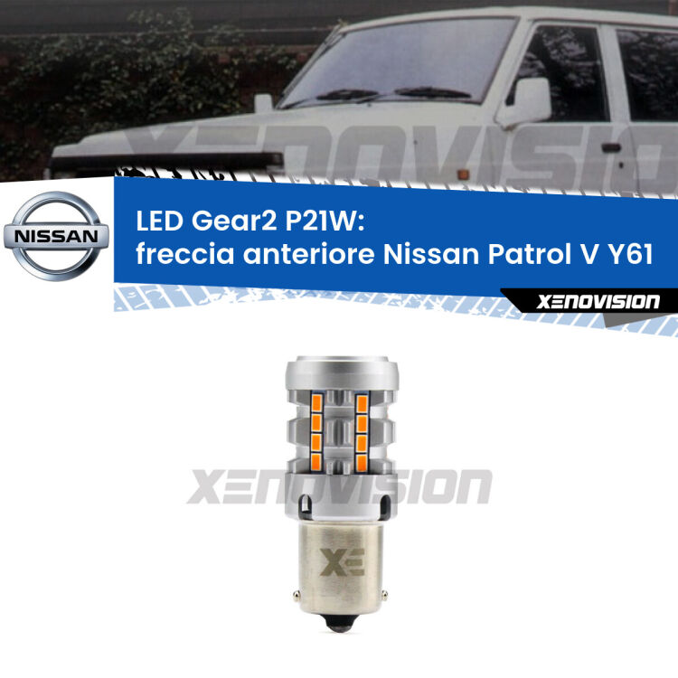 FINE SERIE: NO GARANZIA <strong>Freccia Anteriore LED no-spie per Nissan Patrol V</strong> Y61 1997 - 2009. Lampada <strong>P21W</strong> modello Gear2 no Hyperflash.