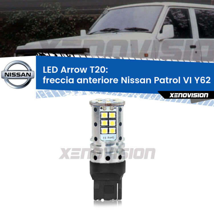 <strong>Freccia Anteriore LED no-spie per Nissan Patrol VI</strong> Y62 2010 in poi. Lampada <strong>T20</strong> no Hyperflash modello Arrow.