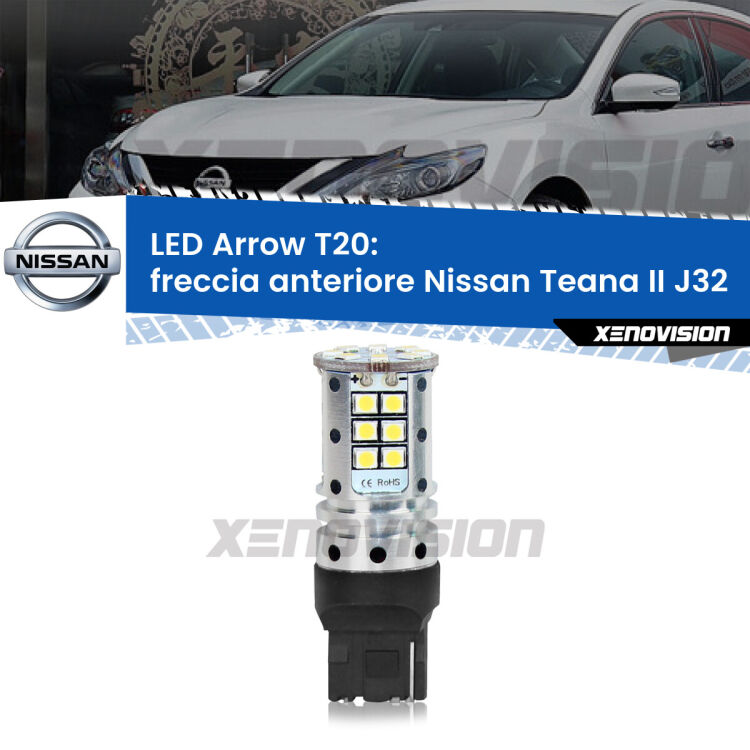 <strong>Freccia Anteriore LED no-spie per Nissan Teana II</strong> J32 2008 - 2013. Lampada <strong>T20</strong> no Hyperflash modello Arrow.