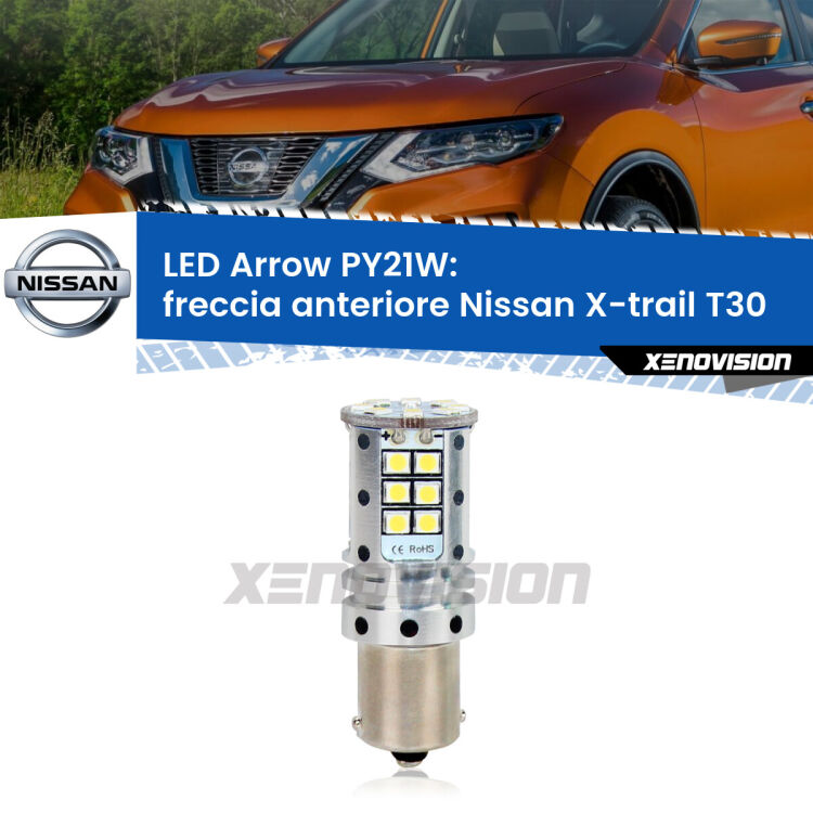 <strong>Freccia Anteriore LED no-spie per Nissan X-trail</strong> T30 2001 - 2007. Lampada <strong>PY21W</strong> modello top di gamma Arrow.