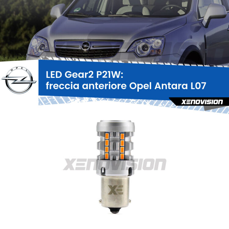 FINE SERIE: NO GARANZIA <strong>Freccia Anteriore LED no-spie per Opel Antara</strong> L07 2006 - 2015. Lampada <strong>P21W</strong> modello Gear2 no Hyperflash.