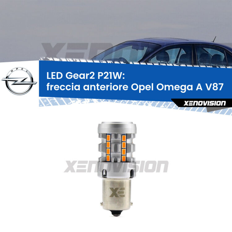 FINE SERIE: NO GARANZIA <strong>Freccia Anteriore LED no-spie per Opel Omega A</strong> V87 1986 - 1994. Lampada <strong>P21W</strong> modello Gear2 no Hyperflash.