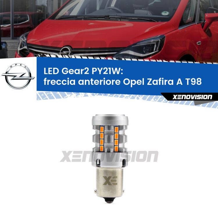 FINE SERIE: NO GARANZIA <strong>Freccia Anteriore LED no-spie per Opel Zafira A</strong> T98 1999 - 2005. Lampada <strong>PY21W</strong> modello Gear2 no Hyperflash.