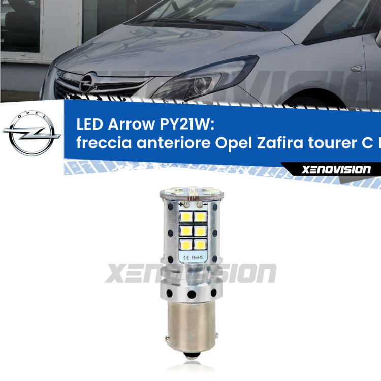 <strong>Freccia Anteriore LED no-spie per Opel Zafira tourer C</strong> P12 2011 - 2016. Lampada <strong>PY21W</strong> modello top di gamma Arrow.