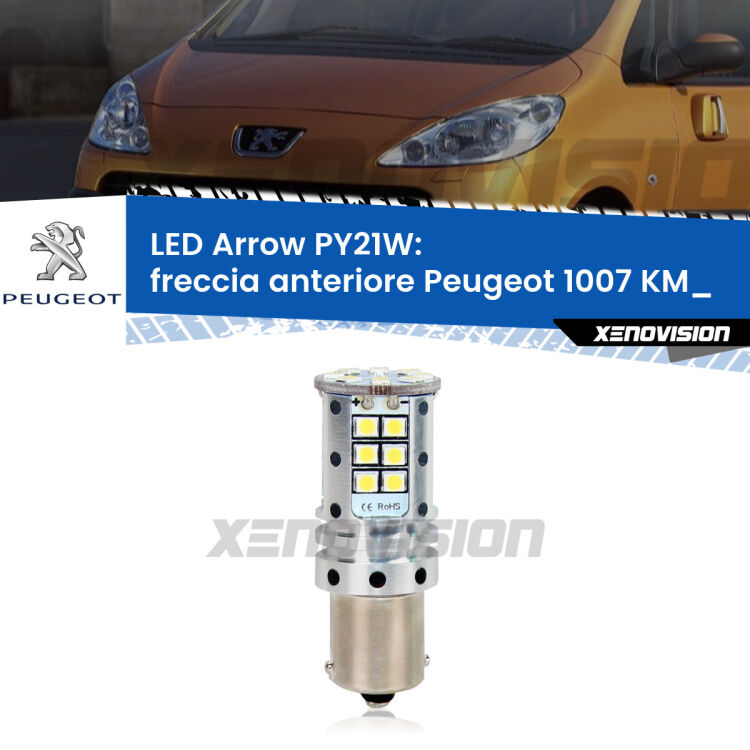 <strong>Freccia Anteriore LED no-spie per Peugeot 1007</strong> KM_ 2005 - 2009. Lampada <strong>PY21W</strong> modello top di gamma Arrow.