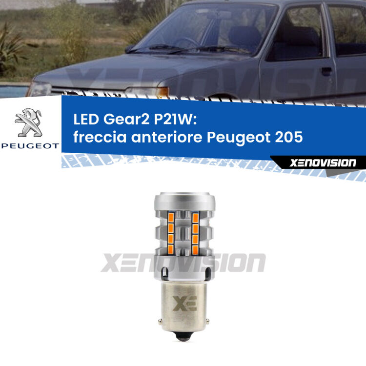 FINE SERIE: NO GARANZIA <strong>Freccia Anteriore LED no-spie per Peugeot 205</strong>  1983 - 1999. Lampada <strong>P21W</strong> modello Gear2 no Hyperflash.