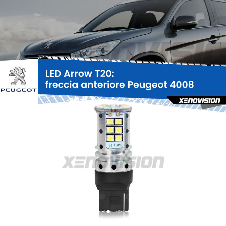 <strong>Freccia Anteriore LED no-spie per Peugeot 4008</strong>  2012 in poi. Lampada <strong>T20</strong> no Hyperflash modello Arrow.