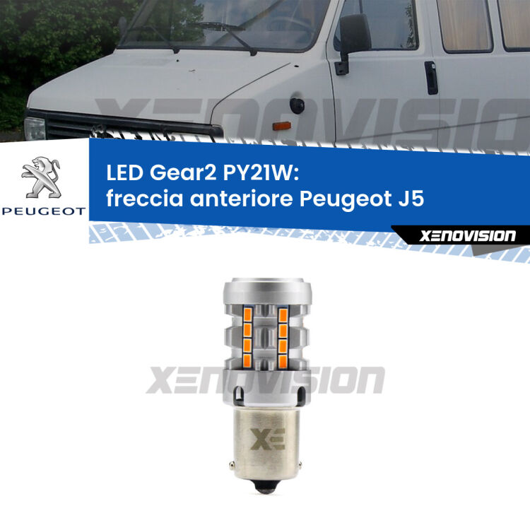 FINE SERIE: NO GARANZIA <strong>Freccia Anteriore LED no-spie per Peugeot J5</strong>  1990 - 1994. Lampada <strong>PY21W</strong> modello Gear2 no Hyperflash.