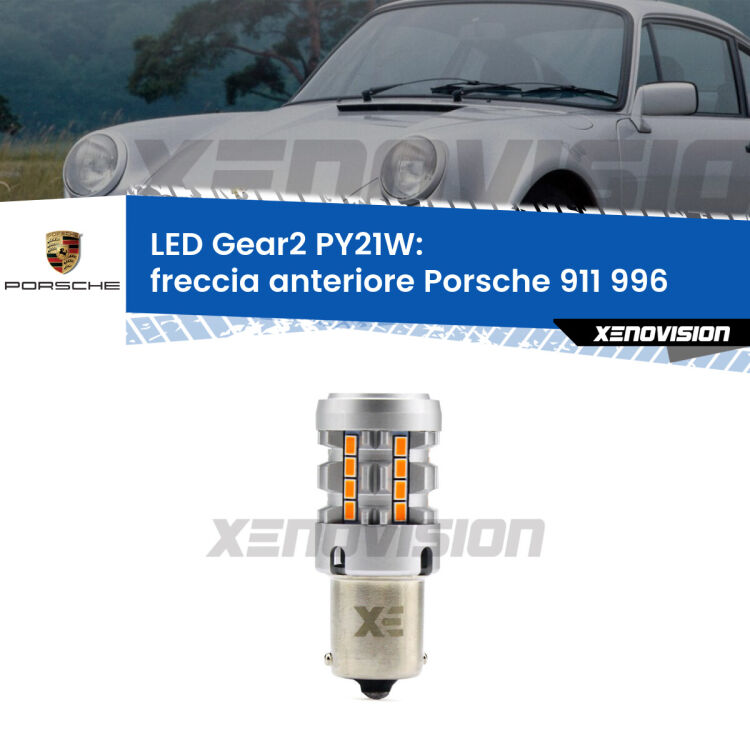 FINE SERIE: NO GARANZIA <strong>Freccia Anteriore LED no-spie per Porsche 911</strong> 996 1997 - 2005. Lampada <strong>PY21W</strong> modello Gear2 no Hyperflash.