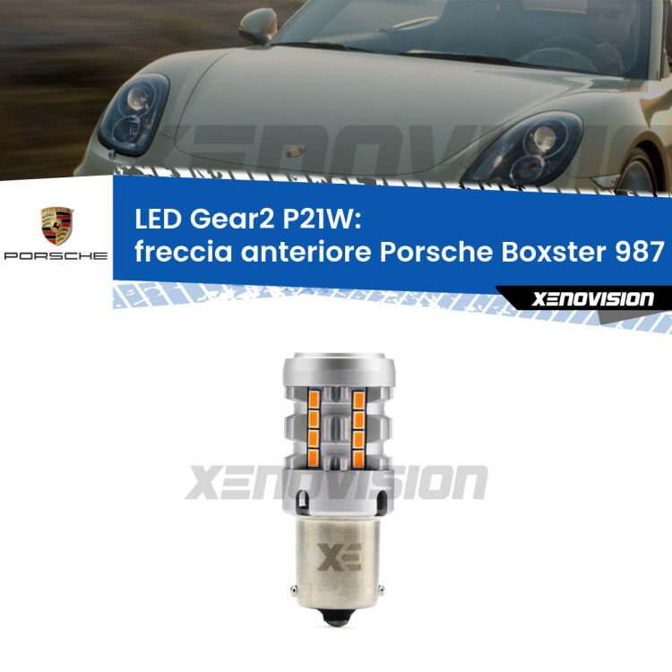 FINE SERIE: NO GARANZIA <strong>Freccia Anteriore LED no-spie per Porsche Boxster</strong> 987 2004 - 2008. Lampada <strong>P21W</strong> modello Gear2 no Hyperflash.