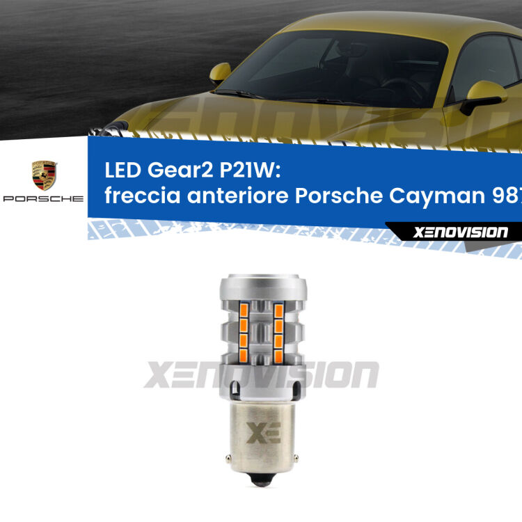 FINE SERIE: NO GARANZIA <strong>Freccia Anteriore LED no-spie per Porsche Cayman</strong> 987 2005 - 2008. Lampada <strong>P21W</strong> modello Gear2 no Hyperflash.