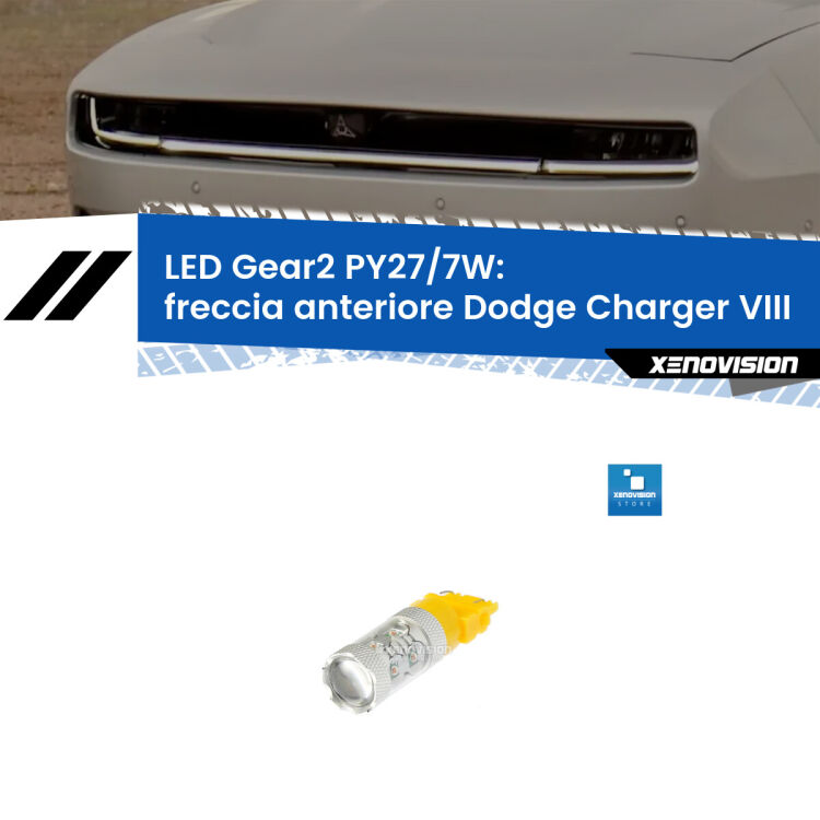 <strong>Freccia Anteriore LED per Dodge Charger</strong> VIII 2024 in poi. Lampada <strong>PY27/7W</strong> non canbus.