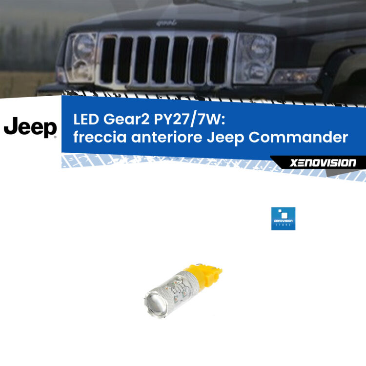 <strong>Freccia Anteriore LED per Jeep Commander</strong>  2005 - 2010. Lampada <strong>PY27/7W</strong> non canbus.