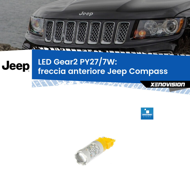 <strong>Freccia Anteriore LED per Jeep Compass</strong>  2006 - 2010. Lampada <strong>PY27/7W</strong> non canbus.