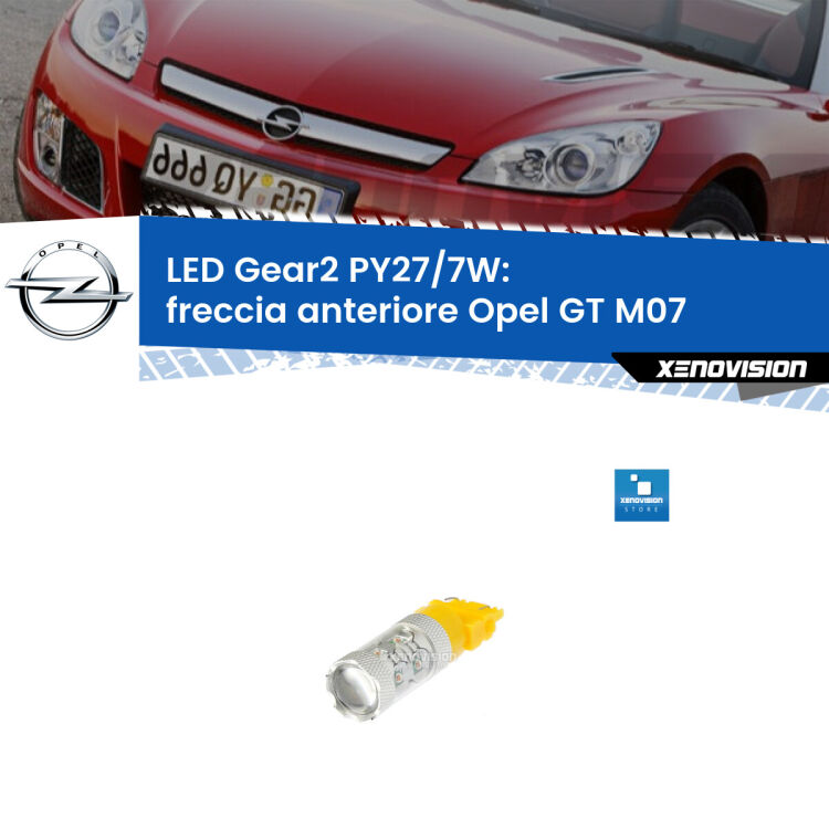 <strong>Freccia Anteriore LED per Opel GT</strong> M07 faro bianco. Lampada <strong>PY27/7W</strong> non canbus.