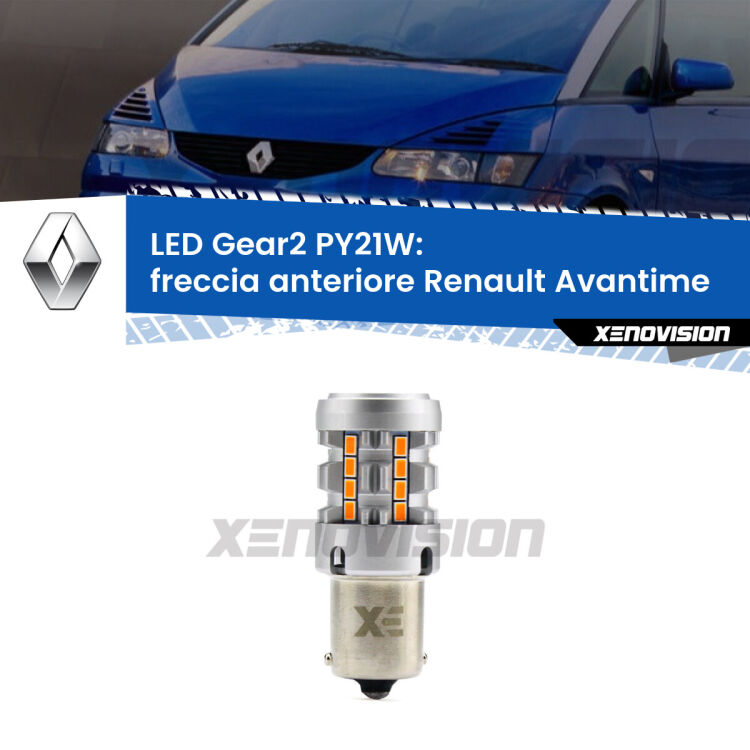 FINE SERIE: NO GARANZIA <strong>Freccia Anteriore LED no-spie per Renault Avantime</strong>  2001 - 2003. Lampada <strong>PY21W</strong> modello Gear2 no Hyperflash.