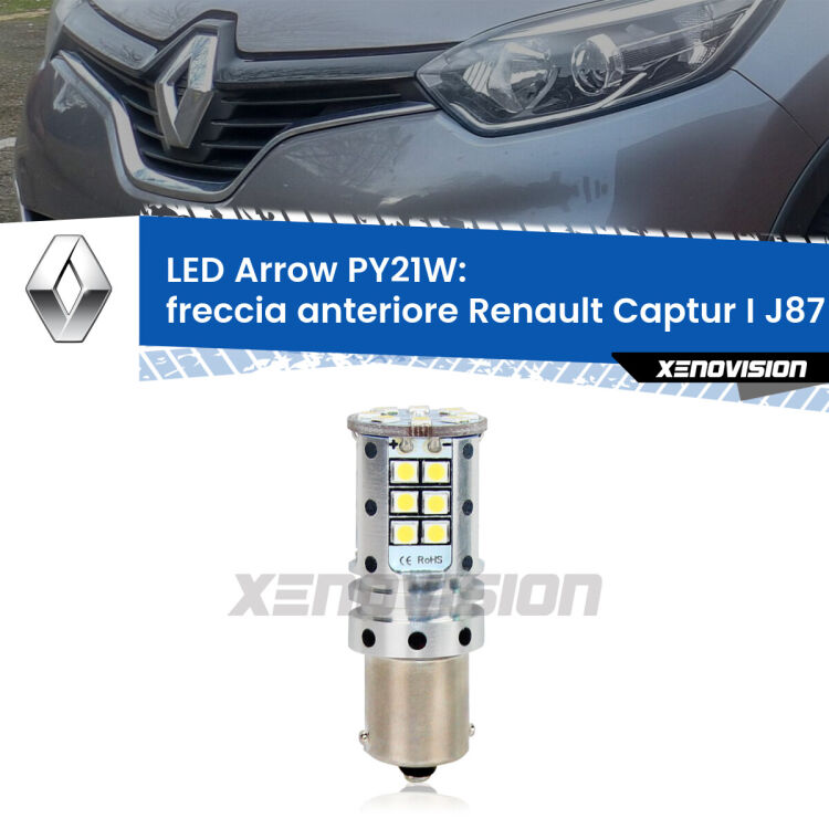 <strong>Freccia Anteriore LED no-spie per Renault Captur I</strong> J87 2013 - 2015. Lampada <strong>PY21W</strong> modello top di gamma Arrow.