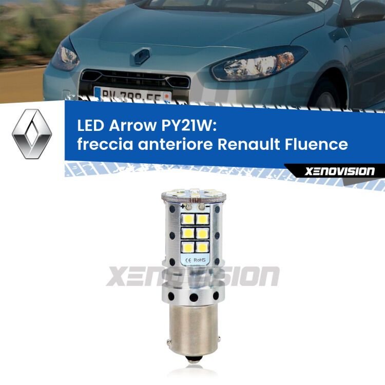 <strong>Freccia Anteriore LED no-spie per Renault Fluence</strong>  2010 - 2015. Lampada <strong>PY21W</strong> modello top di gamma Arrow.