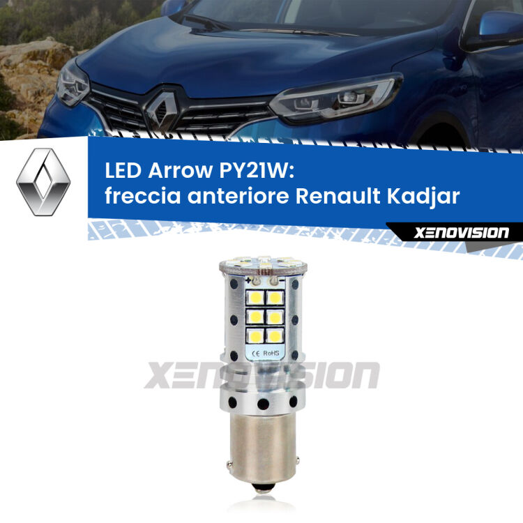 <strong>Freccia Anteriore LED no-spie per Renault Kadjar</strong>  2015 - 2022. Lampada <strong>PY21W</strong> modello top di gamma Arrow.