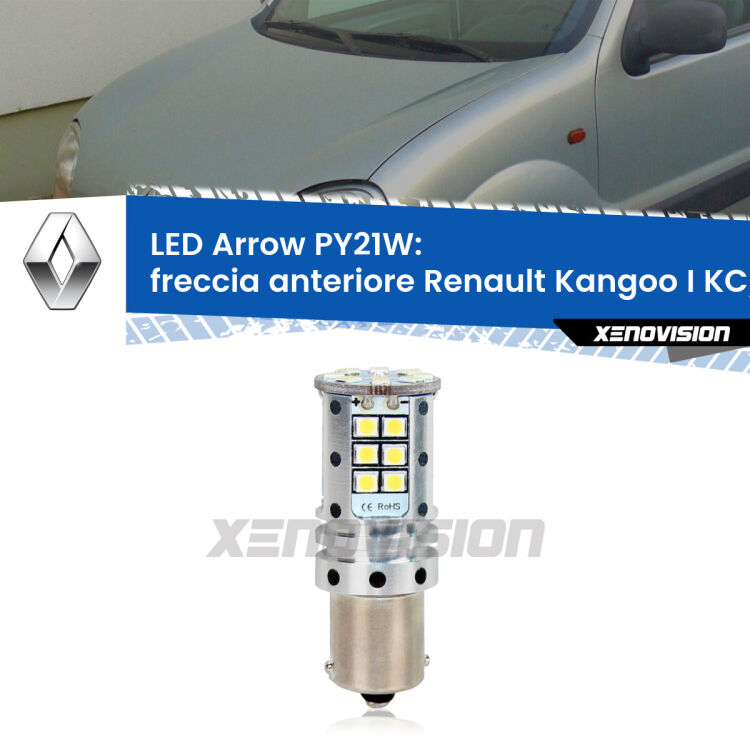 <strong>Freccia Anteriore LED no-spie per Renault Kangoo I</strong> KC/KC faro bianco. Lampada <strong>PY21W</strong> modello top di gamma Arrow.