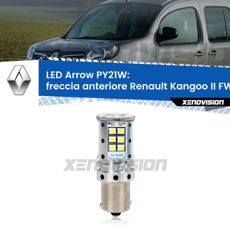 <strong>Freccia Anteriore LED no-spie per Renault Kangoo II</strong> FW/KW 2008 in poi. Lampada <strong>PY21W</strong> modello top di gamma Arrow.