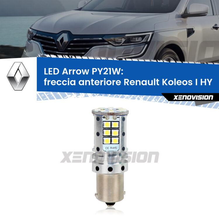 <strong>Freccia Anteriore LED no-spie per Renault Koleos I</strong> HY 2006 - 2015. Lampada <strong>PY21W</strong> modello top di gamma Arrow.