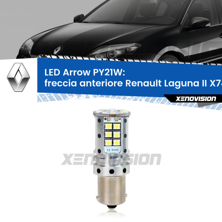 <strong>Freccia Anteriore LED no-spie per Renault Laguna II</strong> X74 2000 - 2006. Lampada <strong>PY21W</strong> modello top di gamma Arrow.