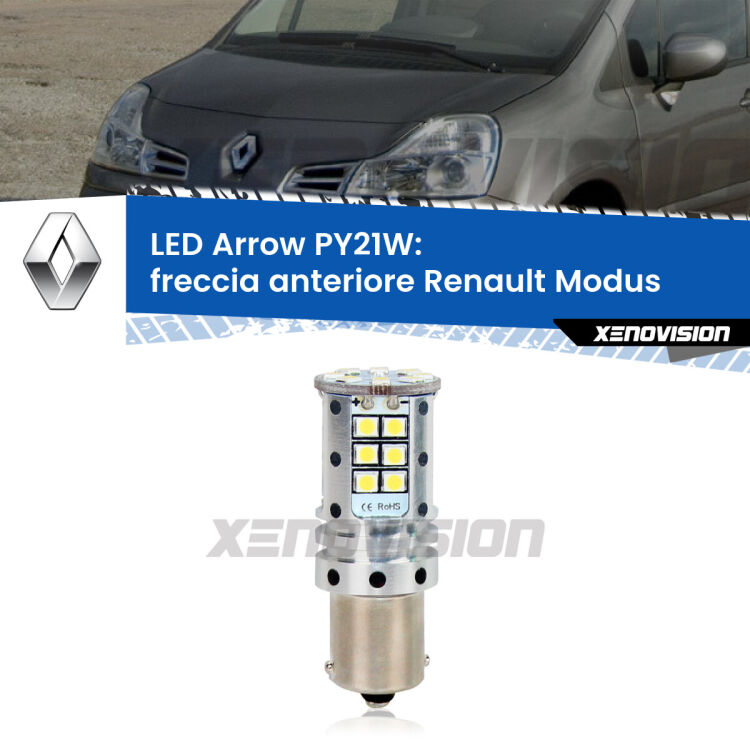 <strong>Freccia Anteriore LED no-spie per Renault Modus</strong>  2004 - 2012. Lampada <strong>PY21W</strong> modello top di gamma Arrow.