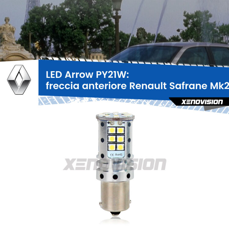 <strong>Freccia Anteriore LED no-spie per Renault Safrane</strong> Mk2 1996 - 2000. Lampada <strong>PY21W</strong> modello top di gamma Arrow.