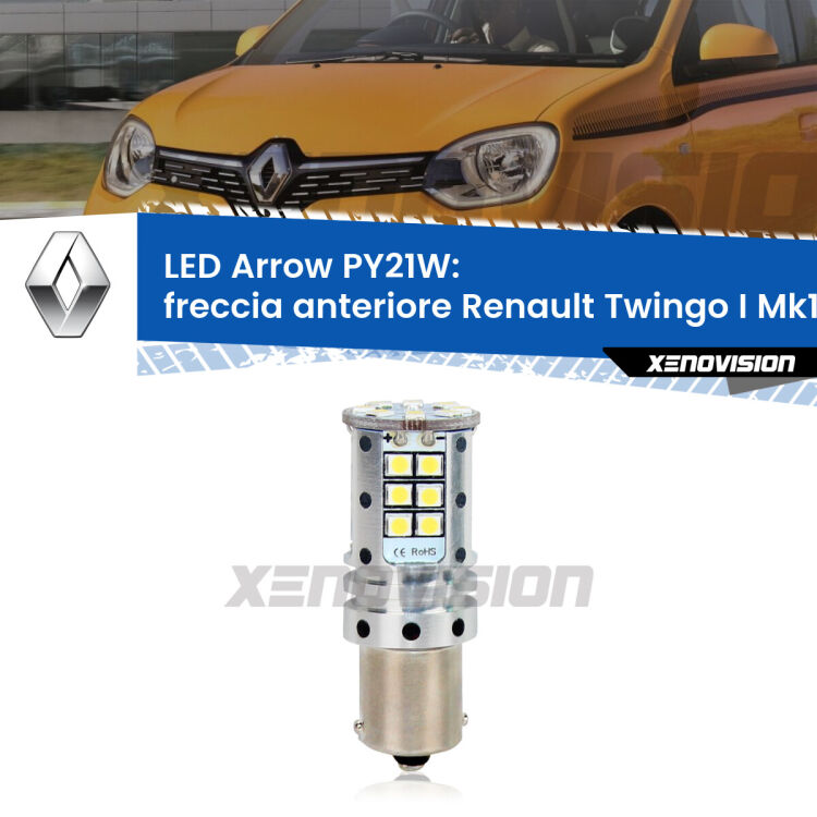 <strong>Freccia Anteriore LED no-spie per Renault Twingo I</strong> Mk1 faro bianco. Lampada <strong>PY21W</strong> modello top di gamma Arrow.