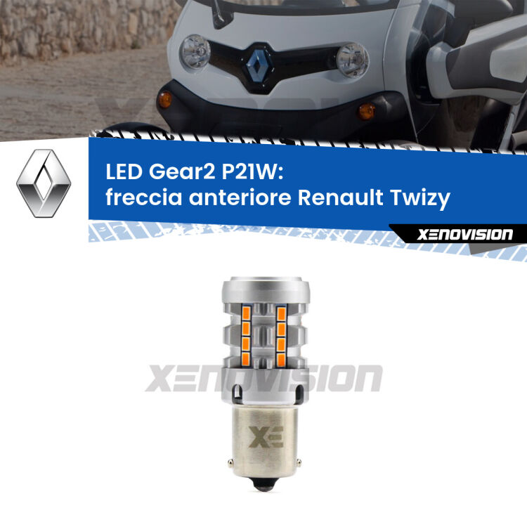 FINE SERIE: NO GARANZIA <strong>Freccia Anteriore LED no-spie per Renault Twizy</strong>  2012 in poi. Lampada <strong>P21W</strong> modello Gear2 no Hyperflash.