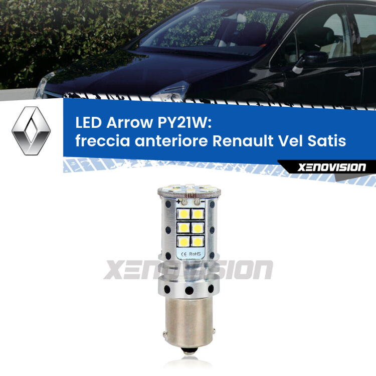 <strong>Freccia Anteriore LED no-spie per Renault Vel Satis</strong>  2002 - 2010. Lampada <strong>PY21W</strong> modello top di gamma Arrow.