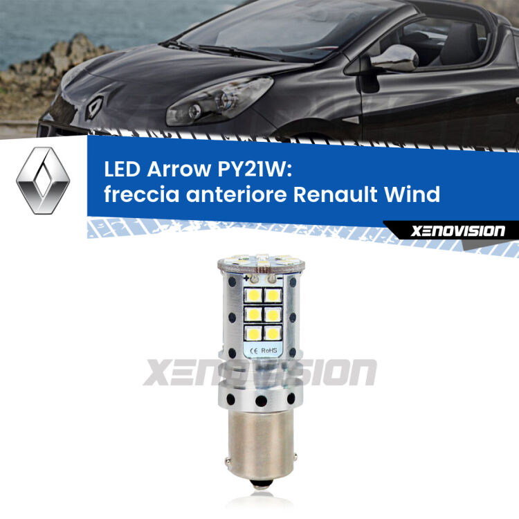 <strong>Freccia Anteriore LED no-spie per Renault Wind</strong>  2010 - 2013. Lampada <strong>PY21W</strong> modello top di gamma Arrow.