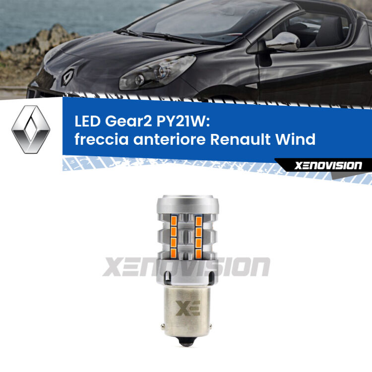 FINE SERIE: NO GARANZIA <strong>Freccia Anteriore LED no-spie per Renault Wind</strong>  2010 - 2013. Lampada <strong>PY21W</strong> modello Gear2 no Hyperflash.