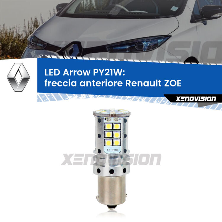 <strong>Freccia Anteriore LED no-spie per Renault ZOE</strong>  2012 in poi. Lampada <strong>PY21W</strong> modello top di gamma Arrow.