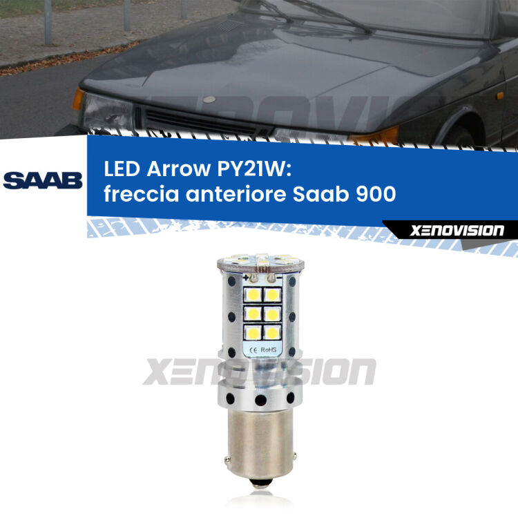 <strong>Freccia Anteriore LED no-spie per Saab 900</strong>  1993 - 1998. Lampada <strong>PY21W</strong> modello top di gamma Arrow.